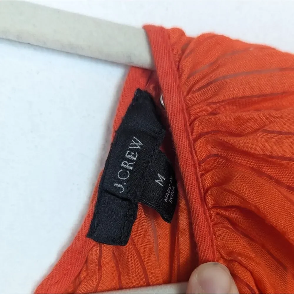 J. Crew Orange Shadow Stripe Tie Back Long Sleeve Top